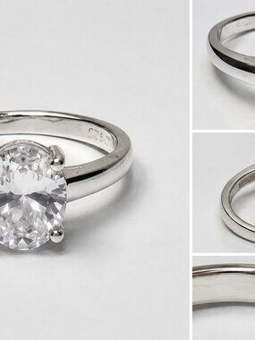 Ring-03-925-Sterling Silver Clear Oval Ring Size 7